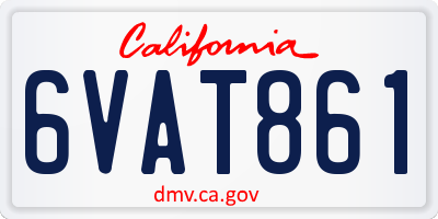 CA license plate 6VAT861