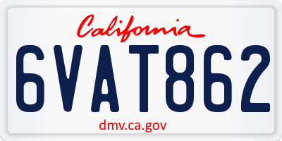 CA license plate 6VAT862