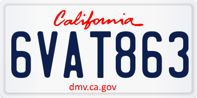 CA license plate 6VAT863