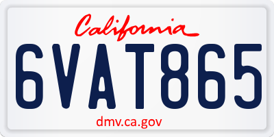 CA license plate 6VAT865