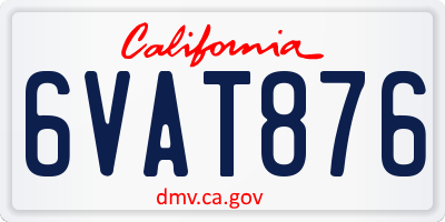 CA license plate 6VAT876