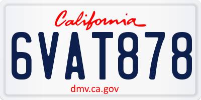 CA license plate 6VAT878