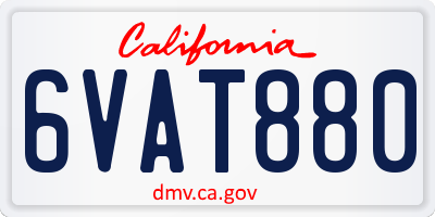 CA license plate 6VAT880