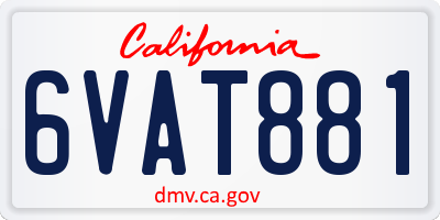 CA license plate 6VAT881