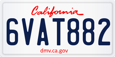 CA license plate 6VAT882