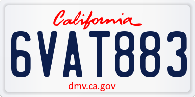 CA license plate 6VAT883
