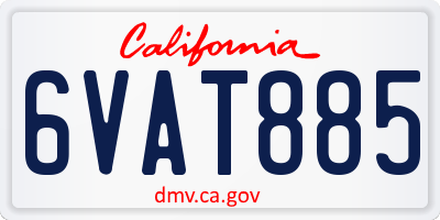 CA license plate 6VAT885