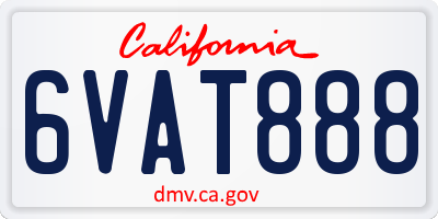 CA license plate 6VAT888