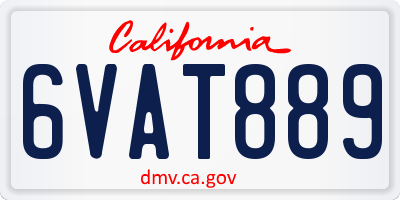 CA license plate 6VAT889