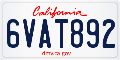 CA license plate 6VAT892