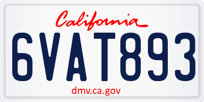 CA license plate 6VAT893