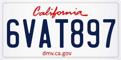 CA license plate 6VAT897