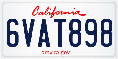 CA license plate 6VAT898