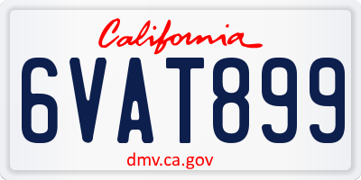 CA license plate 6VAT899