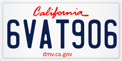 CA license plate 6VAT906