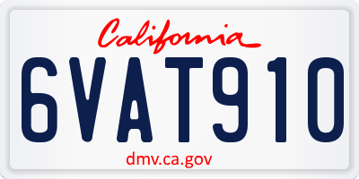 CA license plate 6VAT910