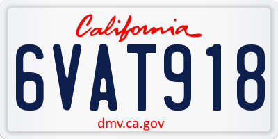 CA license plate 6VAT918