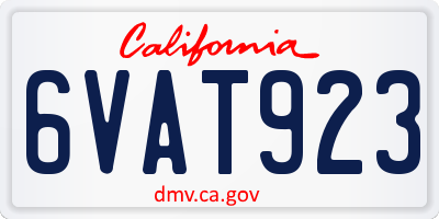 CA license plate 6VAT923