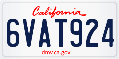 CA license plate 6VAT924