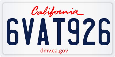 CA license plate 6VAT926