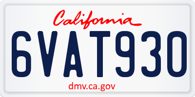 CA license plate 6VAT930