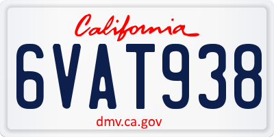 CA license plate 6VAT938
