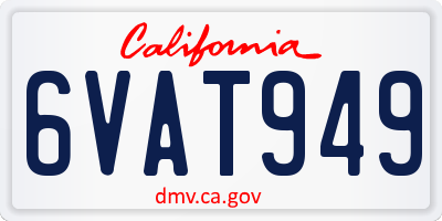 CA license plate 6VAT949