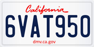 CA license plate 6VAT950