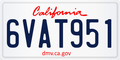 CA license plate 6VAT951