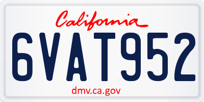 CA license plate 6VAT952