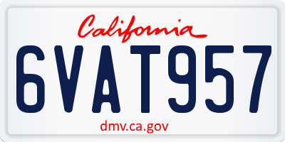CA license plate 6VAT957