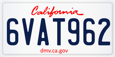 CA license plate 6VAT962