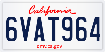 CA license plate 6VAT964