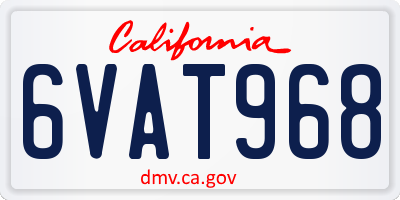 CA license plate 6VAT968