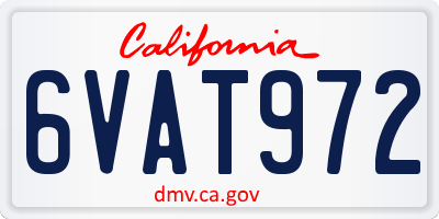 CA license plate 6VAT972