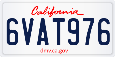 CA license plate 6VAT976