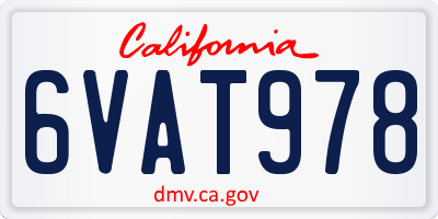 CA license plate 6VAT978