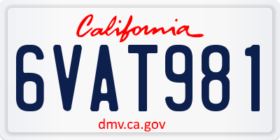CA license plate 6VAT981