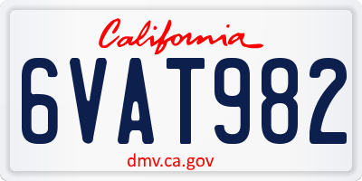CA license plate 6VAT982
