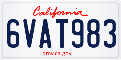 CA license plate 6VAT983