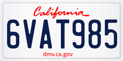 CA license plate 6VAT985