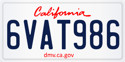 CA license plate 6VAT986