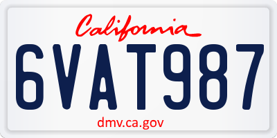 CA license plate 6VAT987
