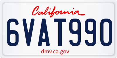 CA license plate 6VAT990