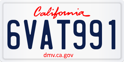 CA license plate 6VAT991