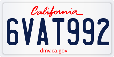 CA license plate 6VAT992