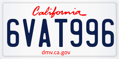 CA license plate 6VAT996