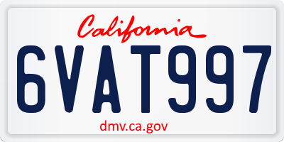 CA license plate 6VAT997