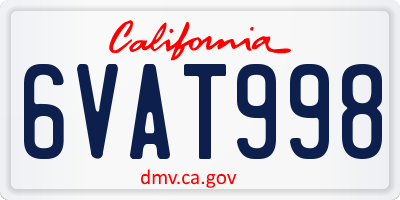 CA license plate 6VAT998