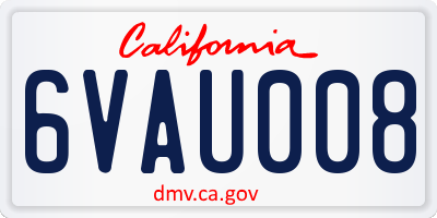 CA license plate 6VAU008